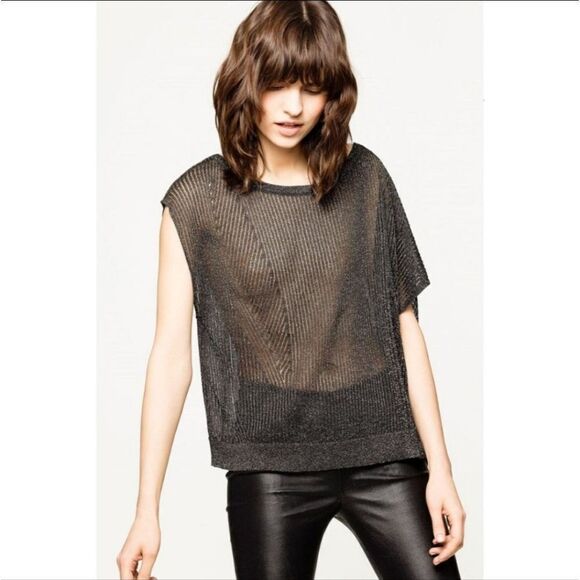 Zadig & Voltaire Kalea VL Sheer Metallic Top Size XS NWT - Picture 1 of 7